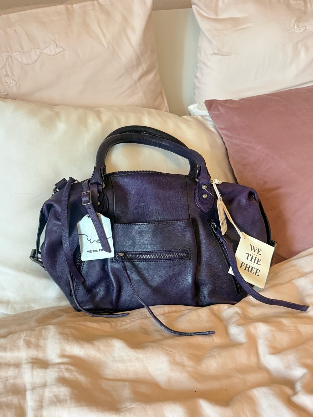 MIDNIGHT ORCHID PURPLE FREE PEOPLE BABY EMERSON BAG NWT - Picture 3 of 11